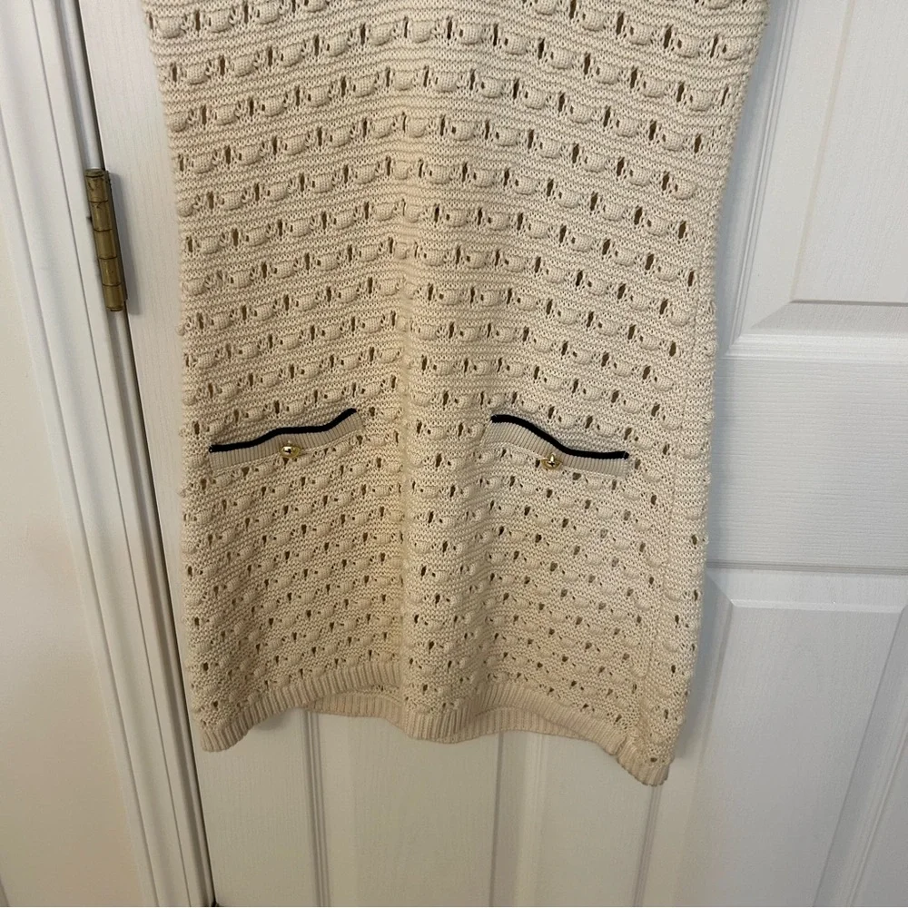 Frame The Bauble Crochet Cotton Minidress in Cream Size M - Picture 12 of 15